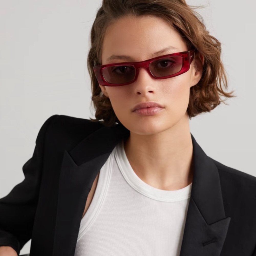 Saint Laurent Pink Slim Rectangular Sunglasses